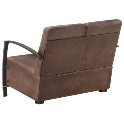 vidaXL 2-osobowa sofa, postarzany brąz, skóra naturalna