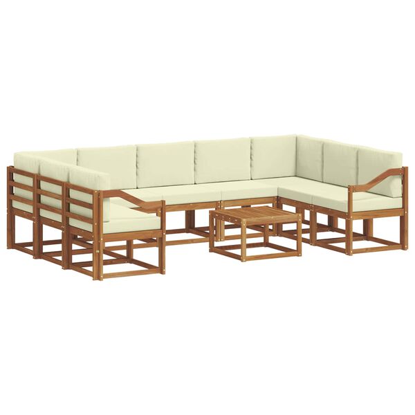 vidaXL Zestaw sof na zewnątrz z poduszką 10 pcs Naturalny i Kremowy