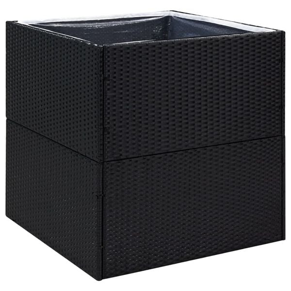 vidaXL Donica ogrodowa, czarna, 80x80x80 cm, rattan PE