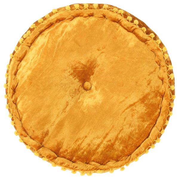 vidaXL Puf, okrągły, aksamitny, 40x20 cm, musztardowy