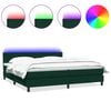 vidaXL Ł&oacute;żko kontynentalne z materacem i LED Ciemnozielone 180x220 cm