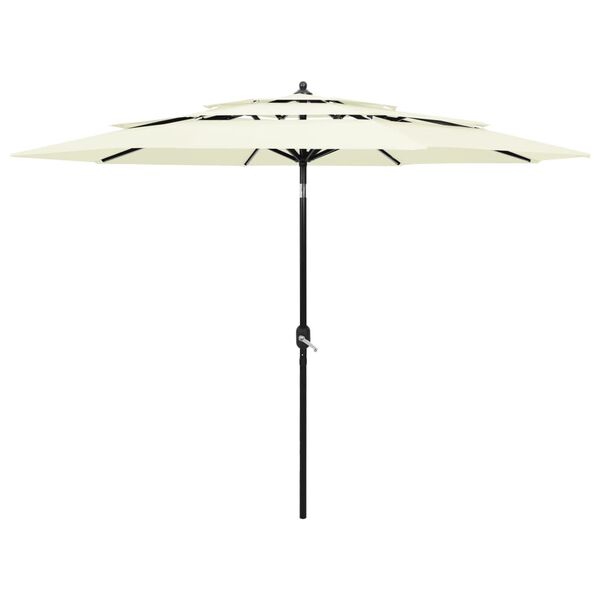 vidaXL 3-poziomowy parasol na aluminiowym słupku, piaskowy, 3 m