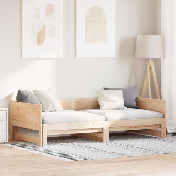 vidaXL Łóżko dzienne z funkcją wysuwania Brązowy 203,5 x 184 x 56,5 cm