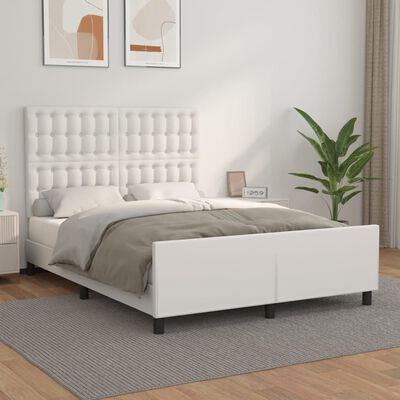 vidaXL Rama łóżka z zagłówkiem, biała, 140x200cm, obita sztuczną skórą