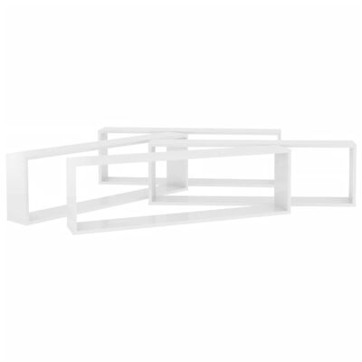 vidaXL Półki ścienne kostki, 4 szt., białe z połyskiem, 100x15x30 cm