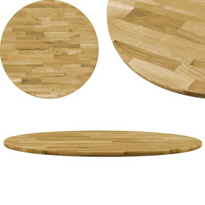 vidaXL Okrągły blat do stolika z litego drewna dębowego, 23 mm, 600 mm