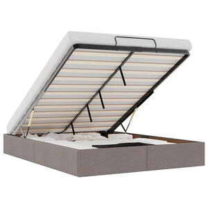 vidaXL Rama ł&oacute;żka otomana bez materacem, taupe, 140x200 cm, tkanina