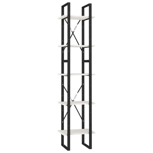 vidaXL 5-poziomowy regał na książki, biały, 40x30x175 cm, sosnowy