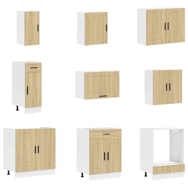 vidaXL Zestaw szafek kuchennych, Porto, 14-częściowy, dąb sonoma