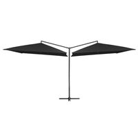 vidaXL Podwójny parasol na stalowym słupku, 250 x 250 cm, czarny