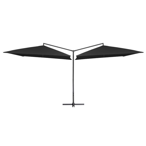 vidaXL Podw&oacute;jny parasol na stalowym słupku, 250 x 250 cm, czarny