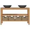 vidaXL Szafka łazienkowa z 2 umywalkami z marmuru, drewno tekowe