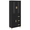vidaXL Highboard Czarny Dąb 34,5 x 34 x 180 cm Drewno inżynieryjne