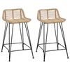 vidaXL Stołek barowy 2 pcs naturalny 44 x 45 x 76 cm Rattan i Stal