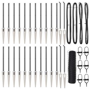 vidaXL Słupek ogrodzeniowy. Szary 50 x 0,5 m (siatka 36 mm) Stal i PVC