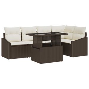 vidaXL Zestaw Sof na Ogr&oacute;d z poduszką 6 pcs Brązowy i Kremowy