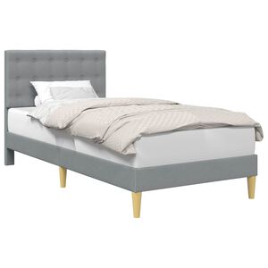 vidaXL Ramka ł&oacute;żka Z zagł&oacute;wkiem jasnoszary 90 x 200 cm tkanina