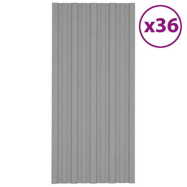 vidaXL Panel dachowy 36 pcs Szary 100 x 45 cm Stal galwanizowana