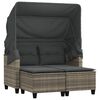 vidaXL 2-os. sofa ogrodowa, daszek i podn&oacute;żki, jasnoszara, rattan PE