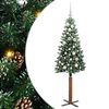 vidaXL Szczupła Choinka Zielony 150 cm PVC i lite drewno sosnowe