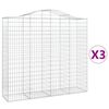 vidaXL Kosze gabionowe, 3 szt, 200x50x180/200 cm, galwanizowane żelazo