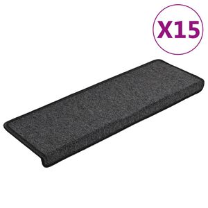 vidaXL Maty na schody 15 szt. 65x21x4 cm Antracytowe, prostokątne krawędzie