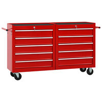 vidaXL Wózek narzędziowy z 10 szufladami, stalowy, czerwony