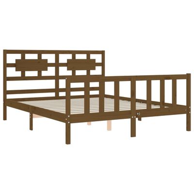 vidaXL Rama łóżka z wezgłowiem, miodowy brąz, 160x200 cm, lite drewno