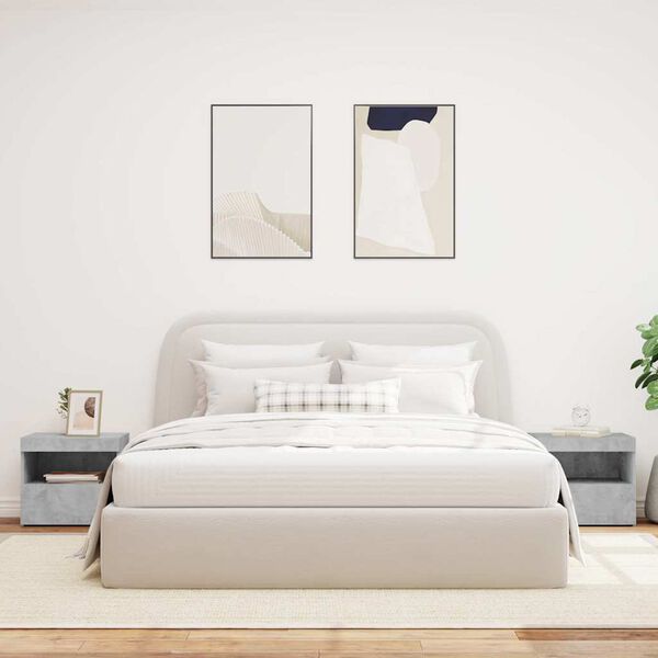 vidaXL Szafki nocne z LED, 2 szt., szarość betonu, 50x40x45 cm