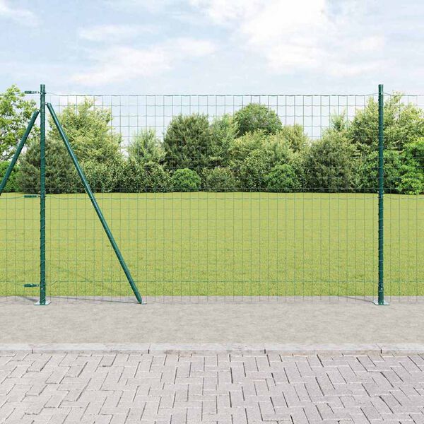 vidaXL Ogrodzenie z słupkiem Zielony 1,4 x 10 m Stal i PVC