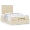 vidaXL Rama ł&oacute;żka otomana z materacem, kremowa, 120x200 cm, tkanina