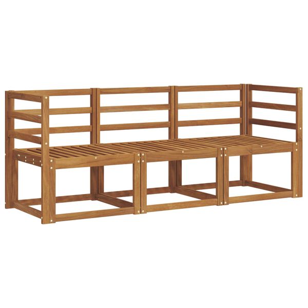 vidaXL Zestaw sof na zewnątrz z poduszką 3 pcs Naturalny i Jasny Szary