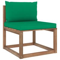 vidaXL Ogrodowa sofa środkowa z palet, z zielonymi poduszkami