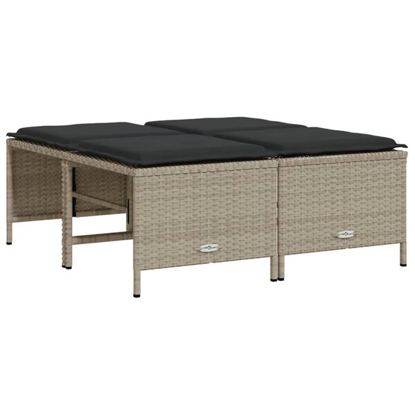 vidaXL 5-cz. zestaw mebli do ogrodu, poduszki, jasnoszary rattan PE