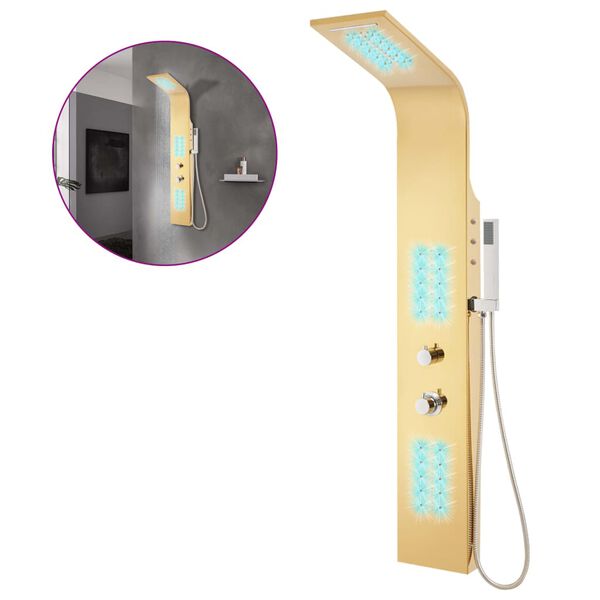 vidaXL Panel prysznicowy, stal nierdzewna 201, złoty, zakrzywiony