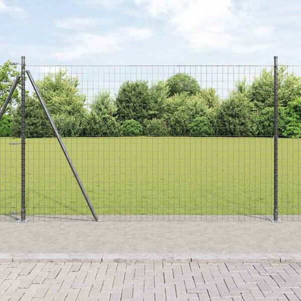 vidaXL Ogrodzenie z słupkiem Szary 1,5 x 10 m Stal i PVC