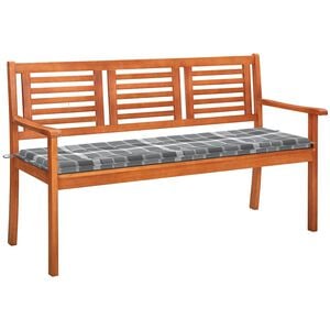 vidaXL 3-os. ławka ogrodowa z poduszką, 150 cm, lity eukaliptus