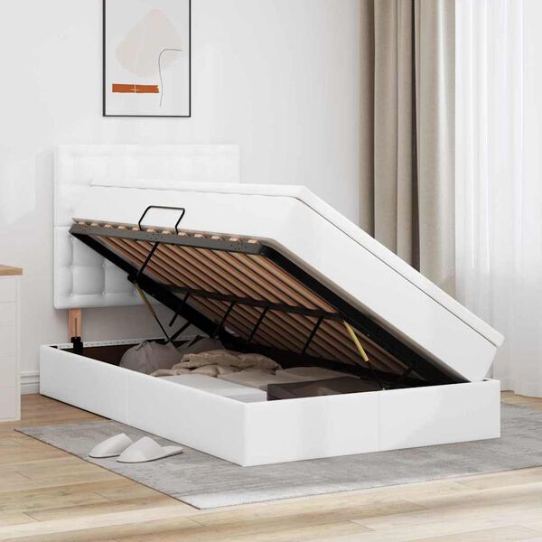 vidaXL Ł&oacute;żko z miejscem do przechowywania Biały 120 x 190 cm