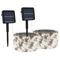 vidaXL Solarne lampki dekoracyjne, 2 szt., 2x200 LED, zimne białe
