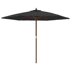 vidaXL Parasol ogrodowy na drewnianym słupku, czarny, 299x240 cm