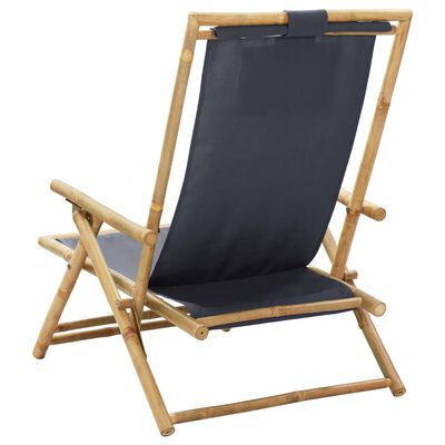vidaXL Fotel rozkładany, ciemnoszary, bambus i tkanina