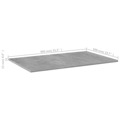 vidaXL Półki na książki, 4 szt., szarość betonu, 80x50x1,5 cm, płyta