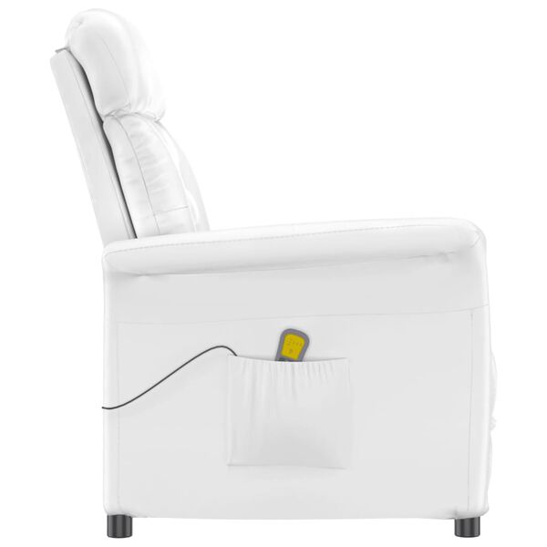 vidaXL Fotel masujący, biały, sztuczna skóra