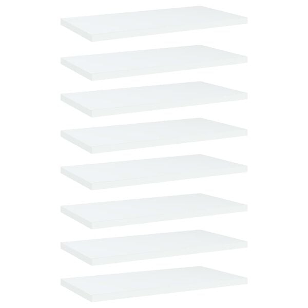 vidaXL P&oacute;łki na książki, 8 szt., białe, 40x20x1,5 cm