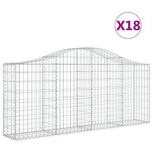 vidaXL Kosze gabionowe, 18 szt, 200x30x80/100 cm, galwanizowane żelazo