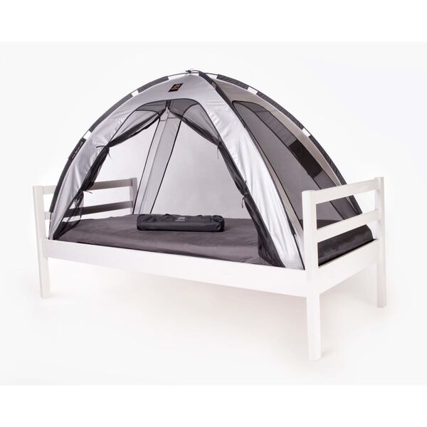 DERYAN Namiot z moskitierą na ł&oacute;żko, 200x90x110 cm, srebrny
