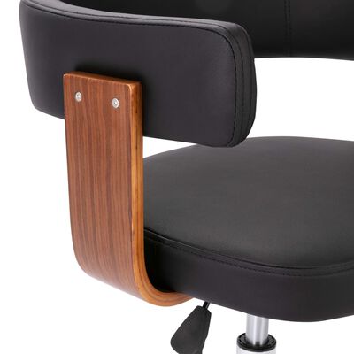 vidaXL Krzesła obrotowe, 2 szt., czarne, gięte drewno i sztuczna skóra