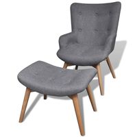 vidaXL Tapicerowany fotel z podnóżkiem, szary, materiałowy