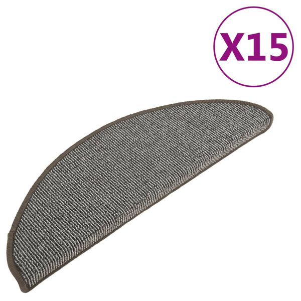 vidaXL Maty na schody 15 szt. 65x21x4 cm Szare p&oacute;łokrągłe duże