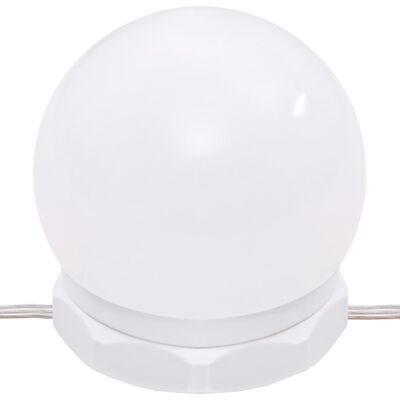 vidaXL Zestaw z toaletką i oświetleniem LED, biały z połyskiem
